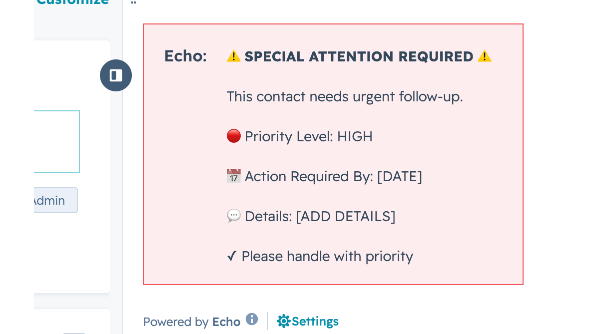 Echo on sidebar